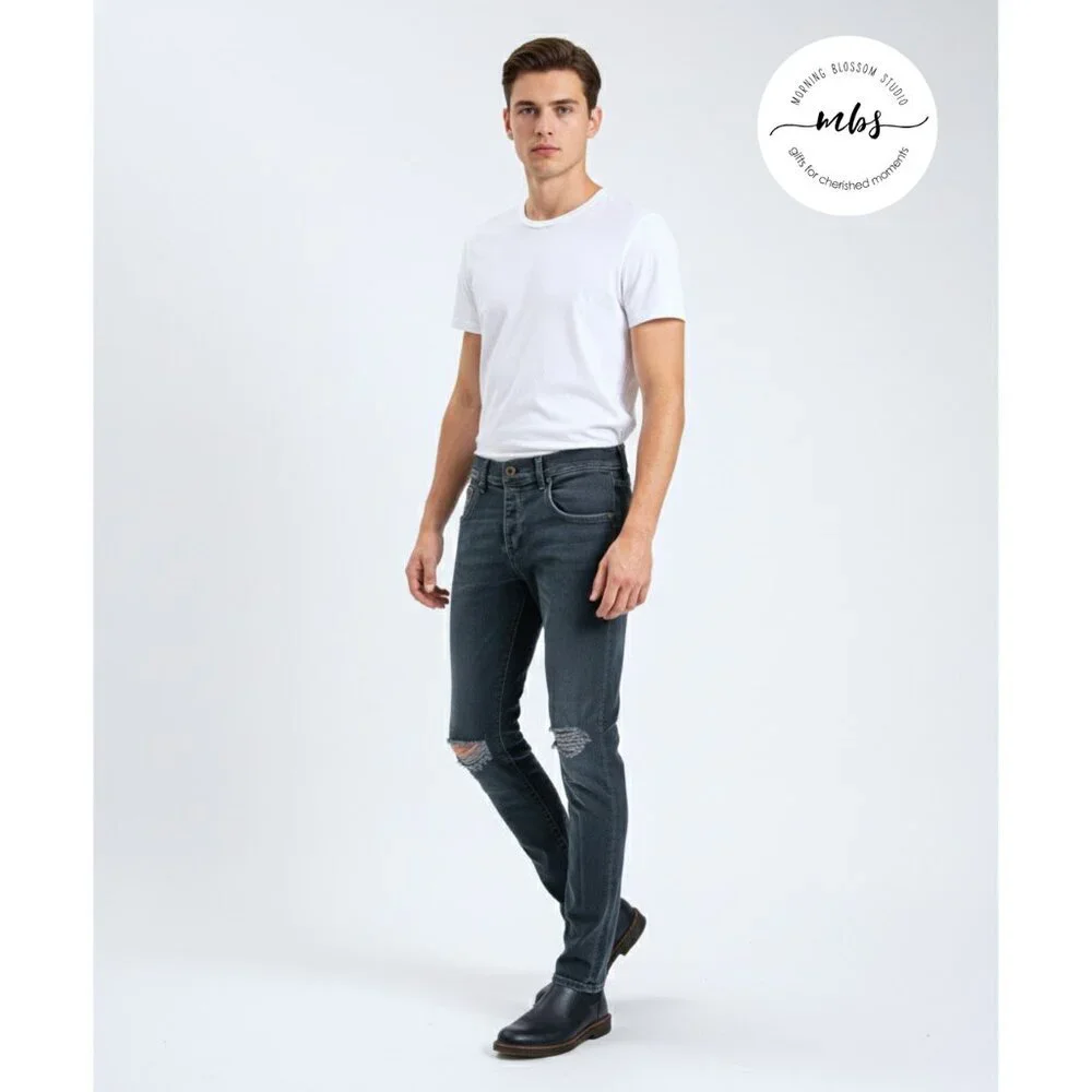 Rag & Bone Standard Issue Mid Rise Button Fly Skinny Leg Distressed Jeans Men 32